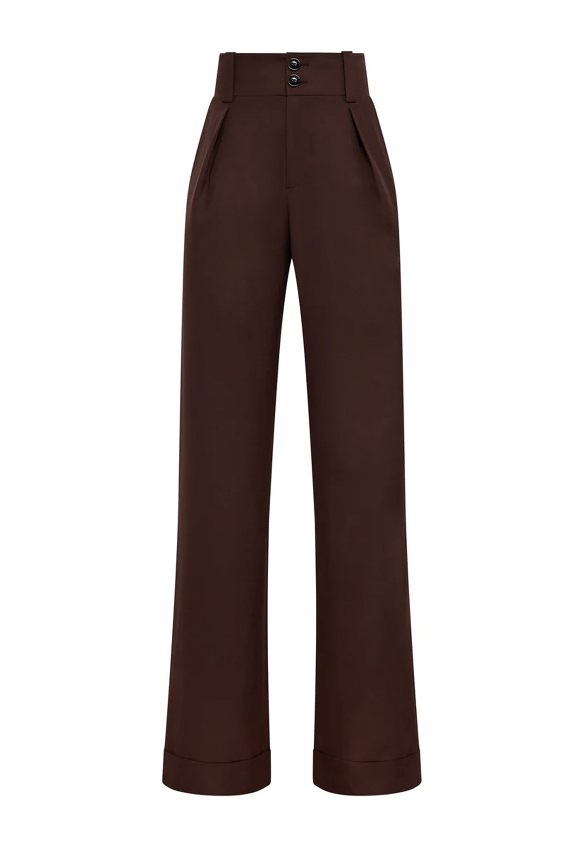High Waisted Wide Leg - Walnut Twill