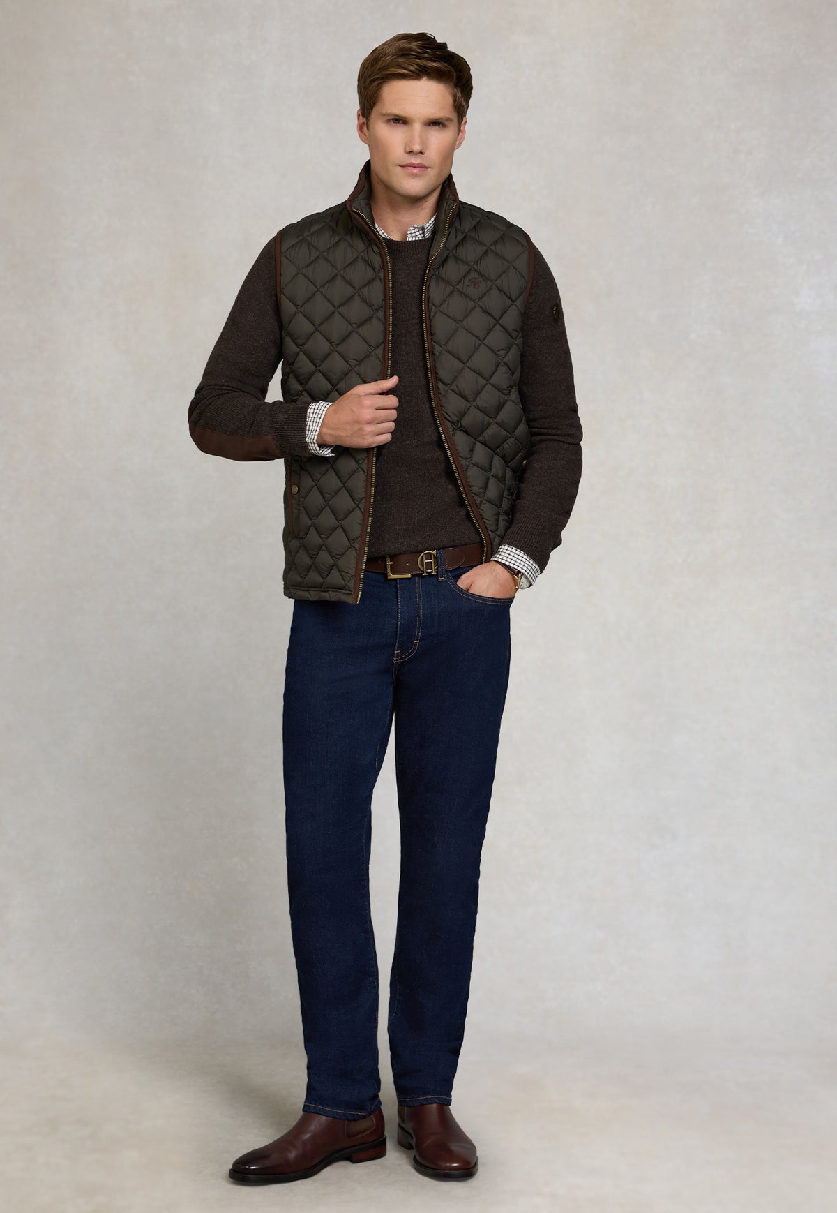 Men's Country Quilted Gilet - Khaki
