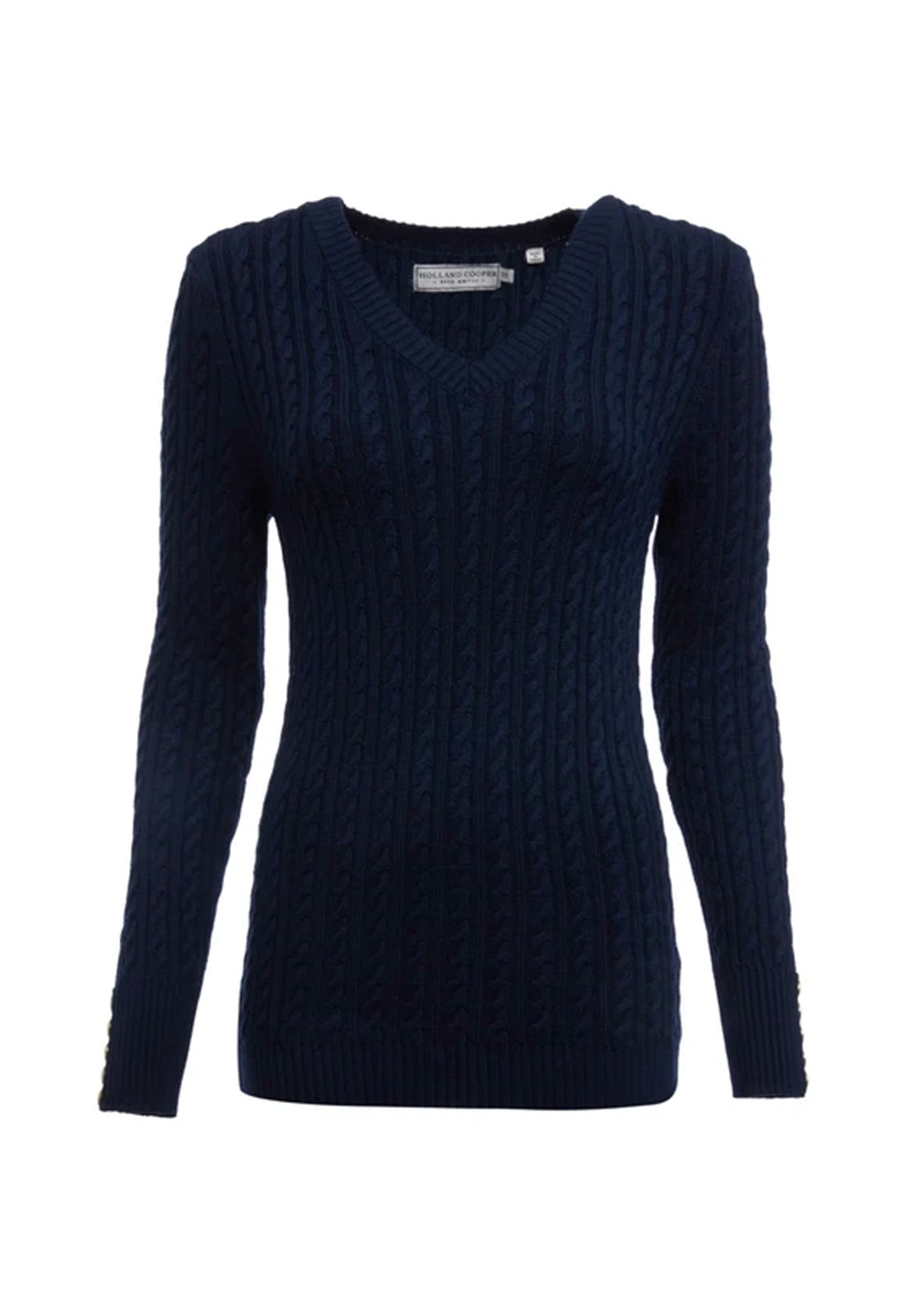 Seattle Cable V-Neck Knit - Ink Navy