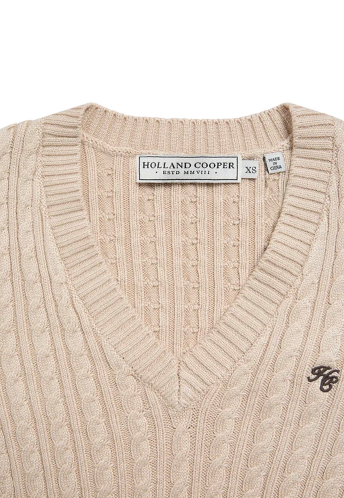 Seattle Cable V-Neck Knit - Oatmeal