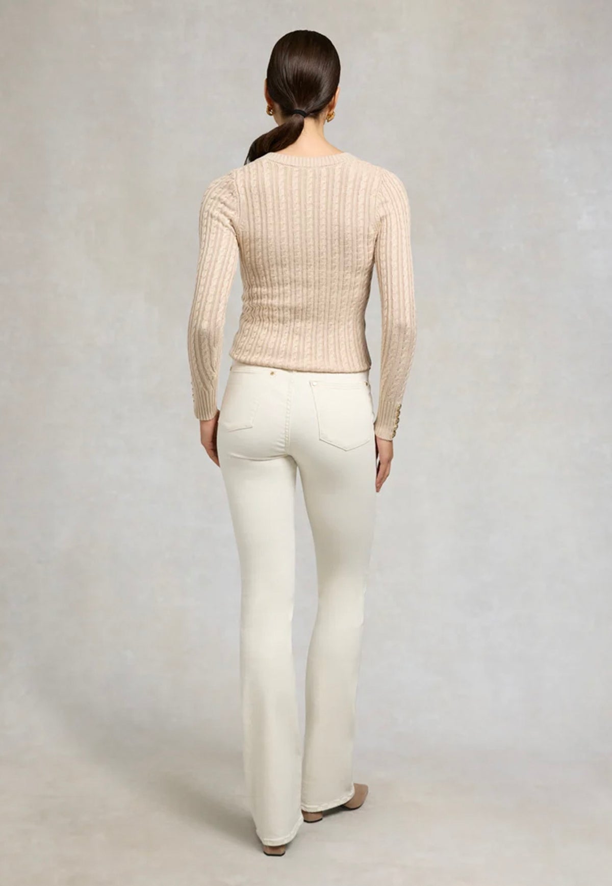 Seattle Cable V-Neck Knit - Oatmeal
