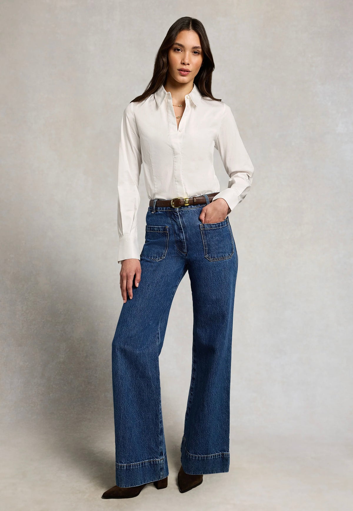 Tailored Flared Jean - Mid Denim