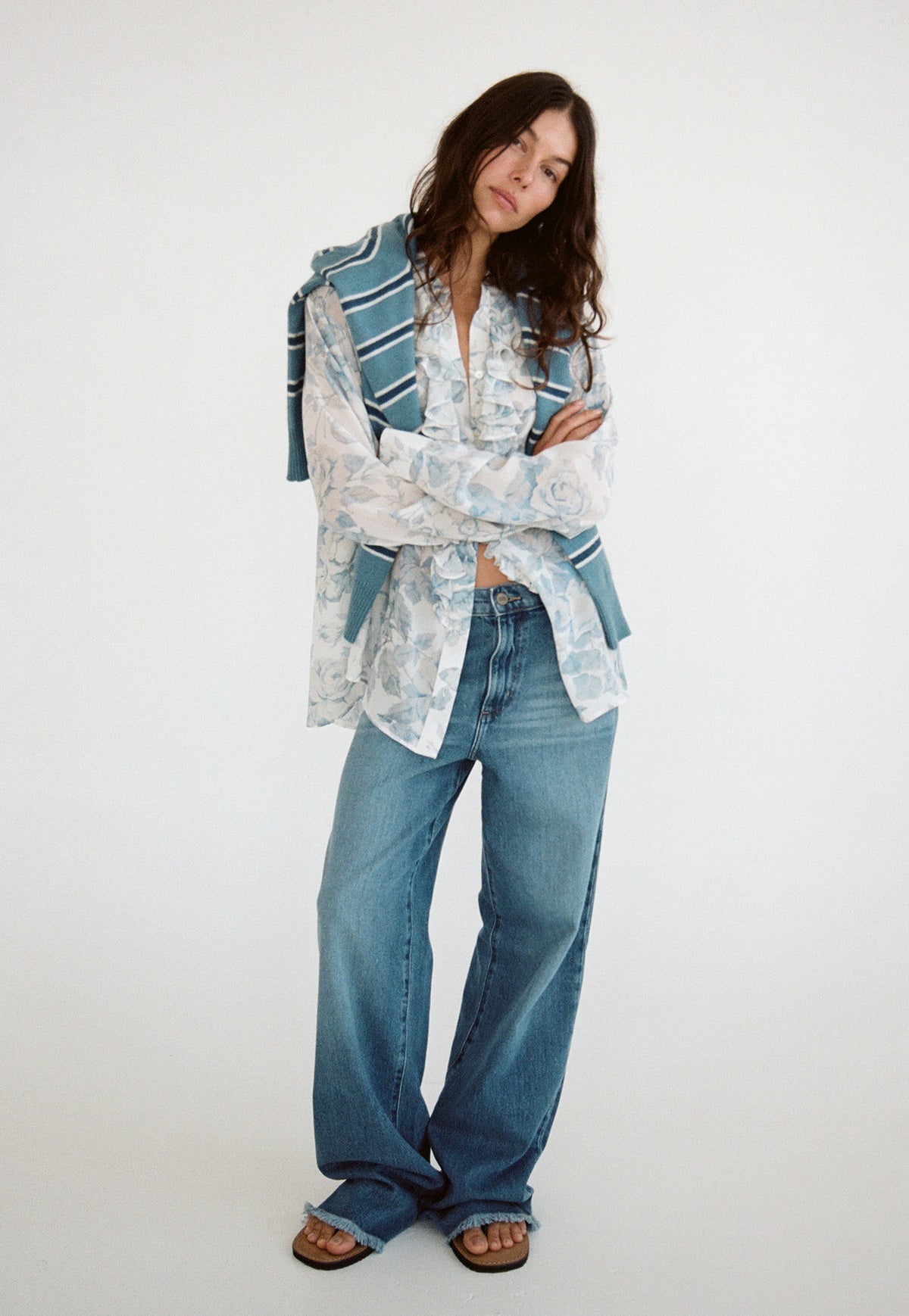 For The Frill Of It Shirt - Vintage Blue Floral
