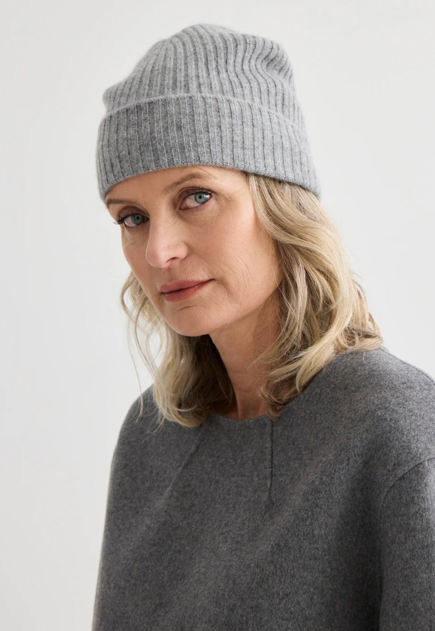 Cashmere Beanie - Grey Marle