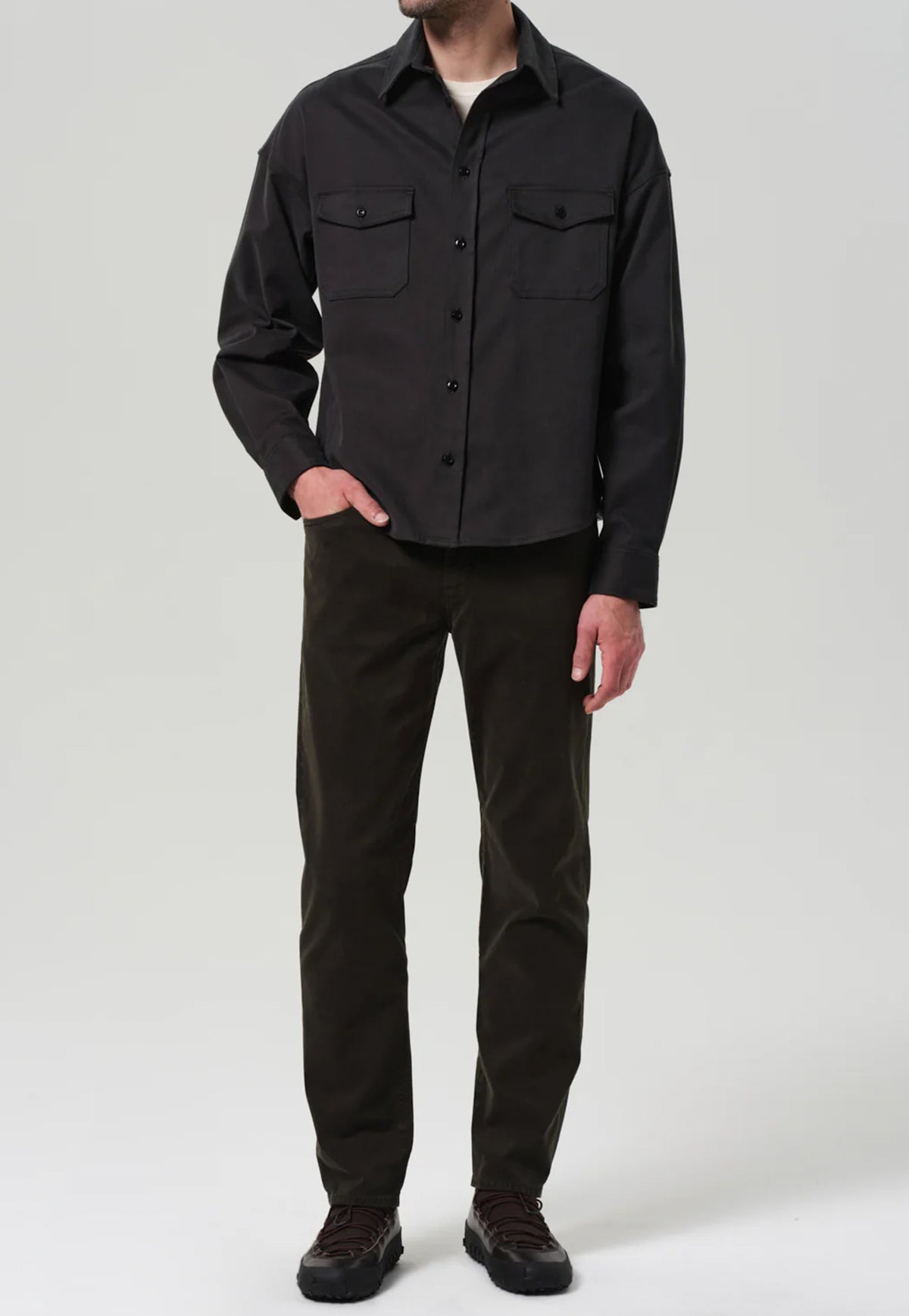 Elijah Straight Cashmere Touch Jean - Forest