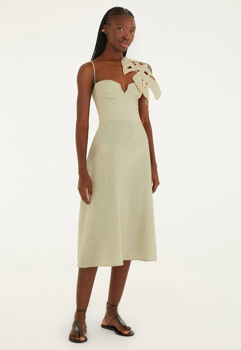 Green Monstera Leaf Sleeveless Dress - Green