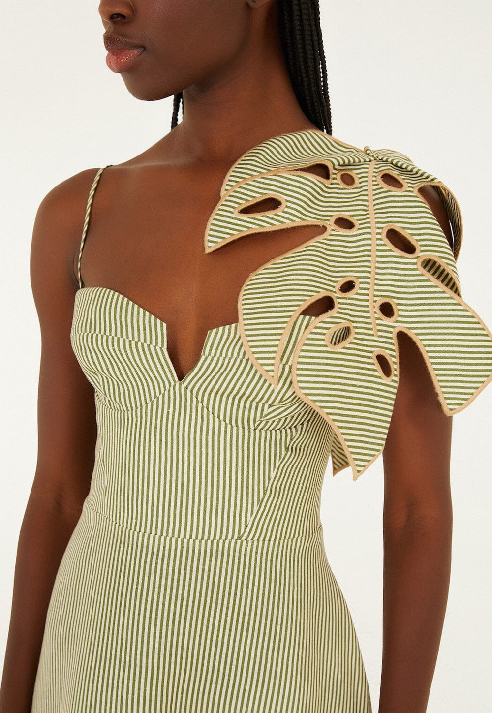 Green Monstera Leaf Sleeveless Dress - Green