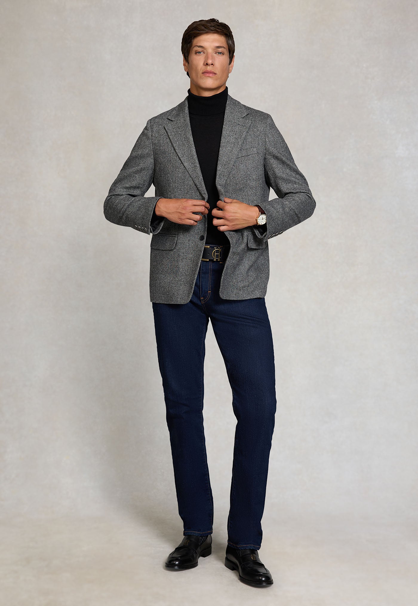 The Single Breasted Blazer - Mono Herringbone
