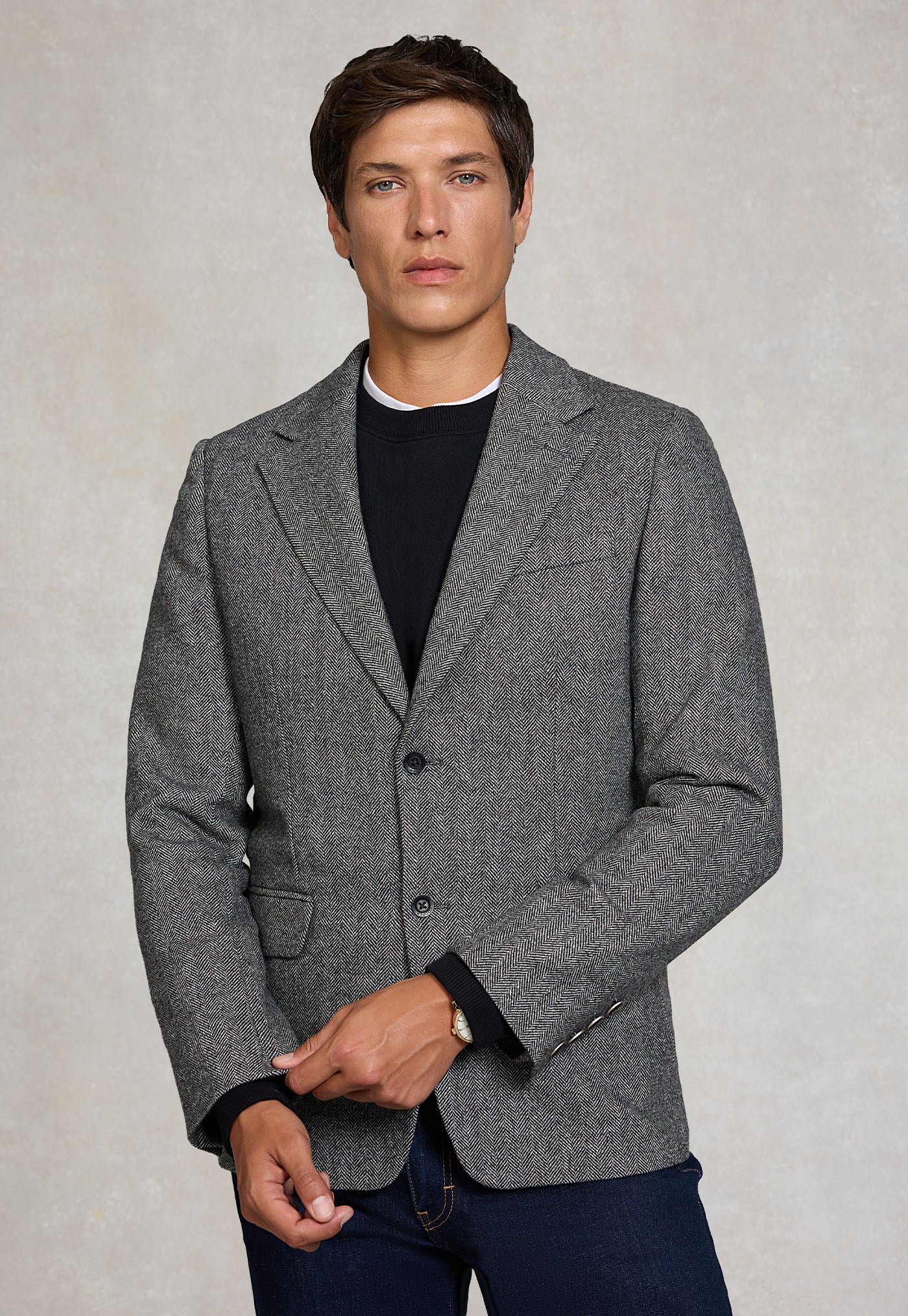 The Single Breasted Blazer - Mono Herringbone