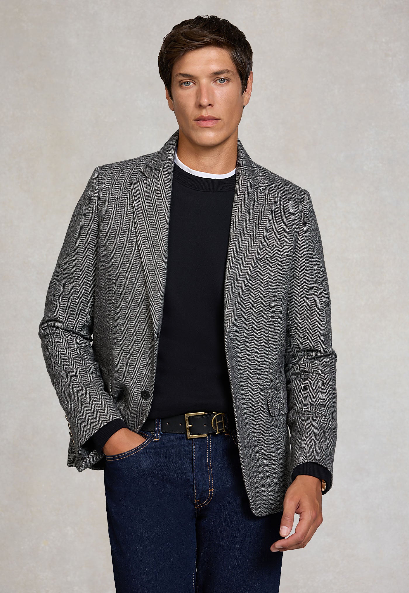 The Single Breasted Blazer - Mono Herringbone