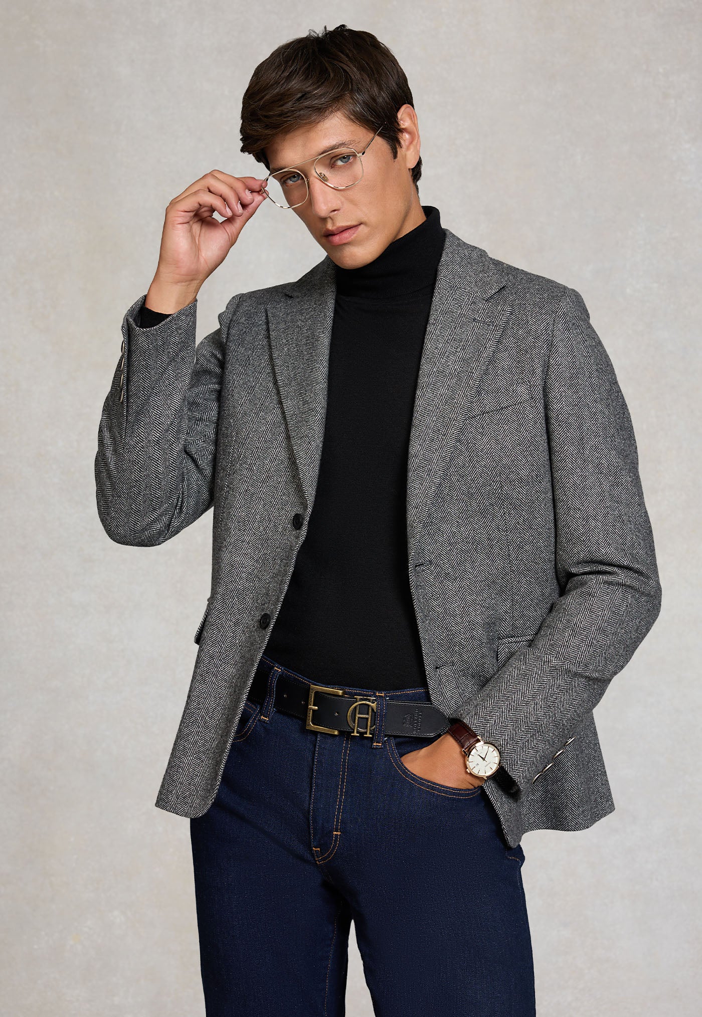 The Single Breasted Blazer - Mono Herringbone