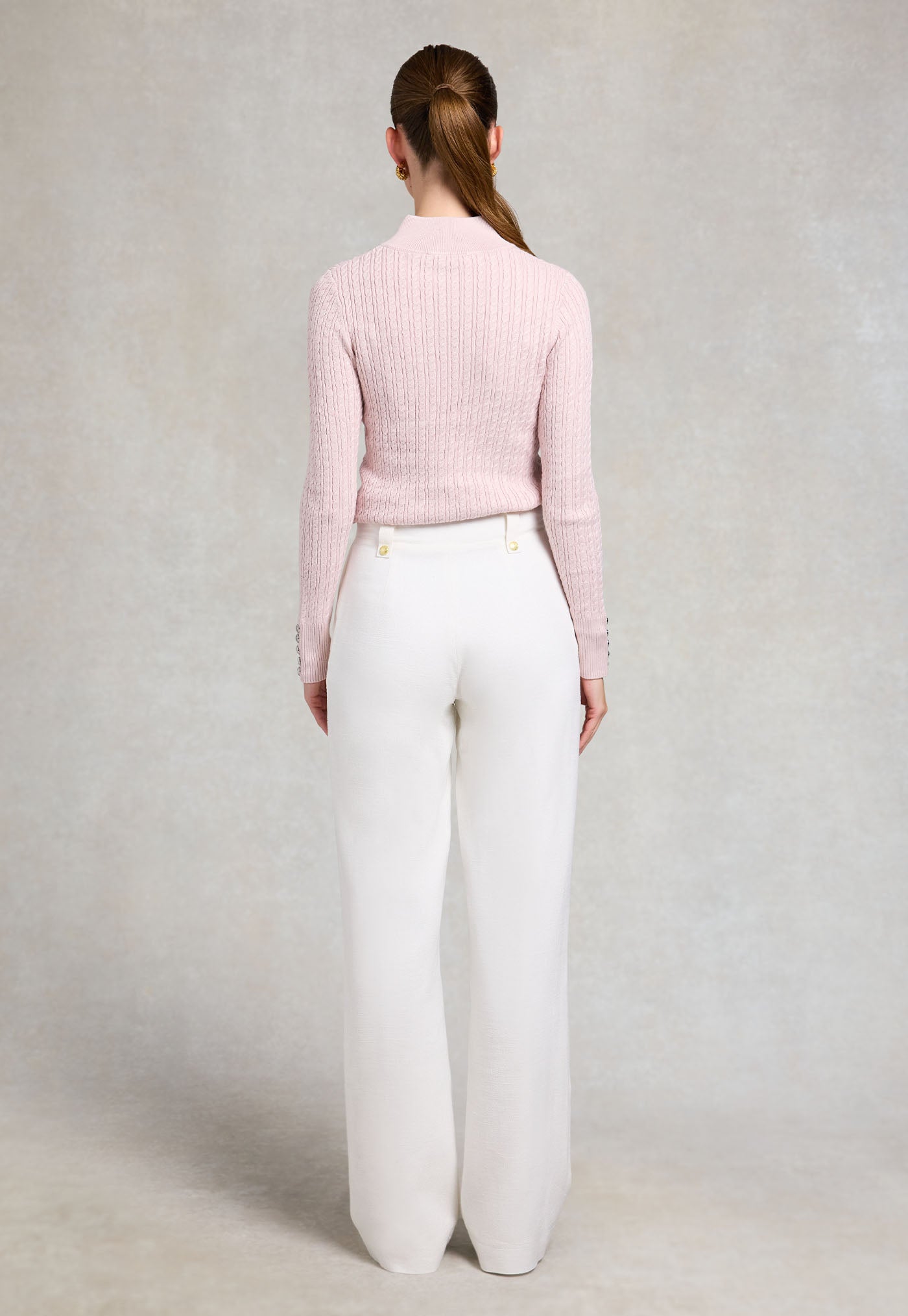 Ava Quarter Zip Knit - Soft Pink