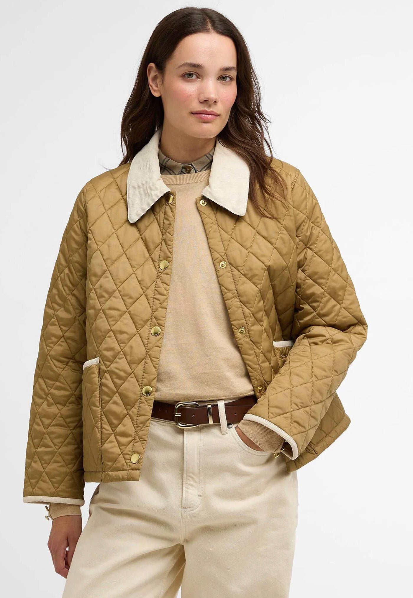 Icons Cropped Liddesdale Quilted Jacket -Sand/Pearl
