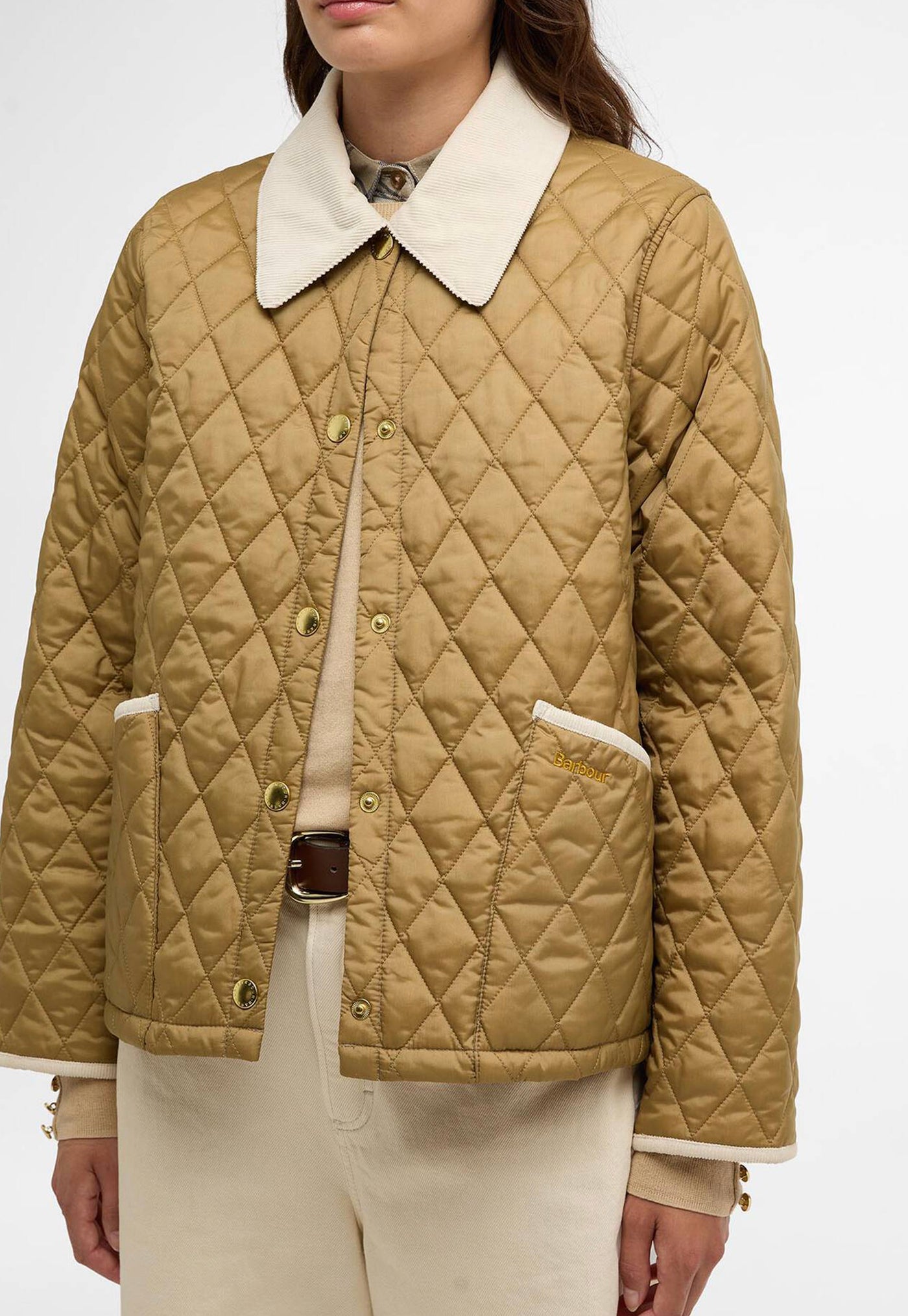 Icons Cropped Liddesdale Quilted Jacket -Sand/Pearl