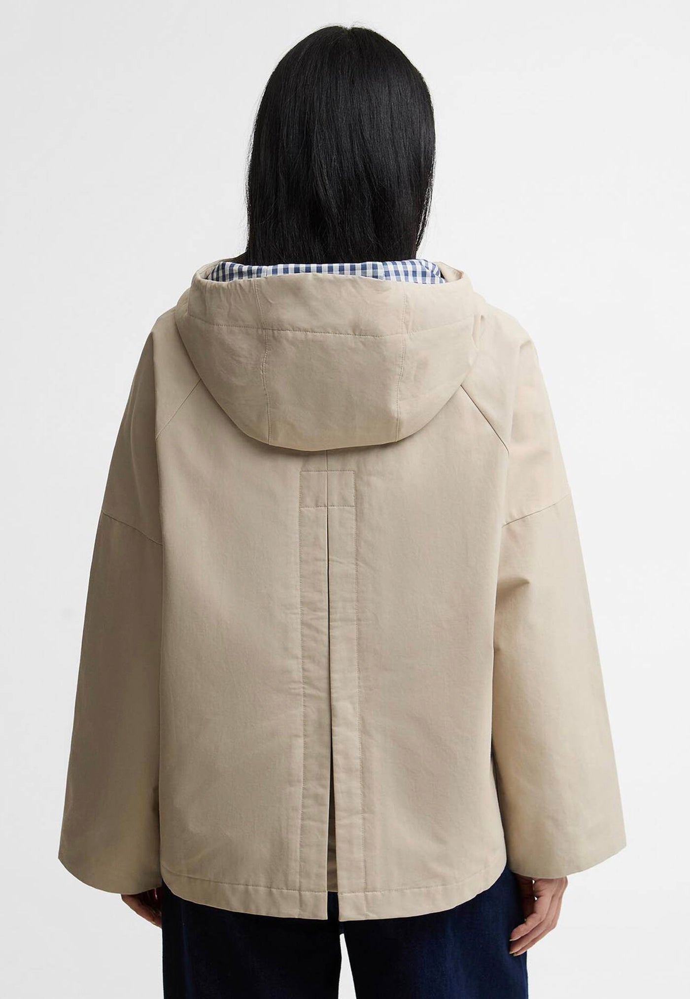 Kingswood Showerproof Jacket - Light Sand/Navy Gingham