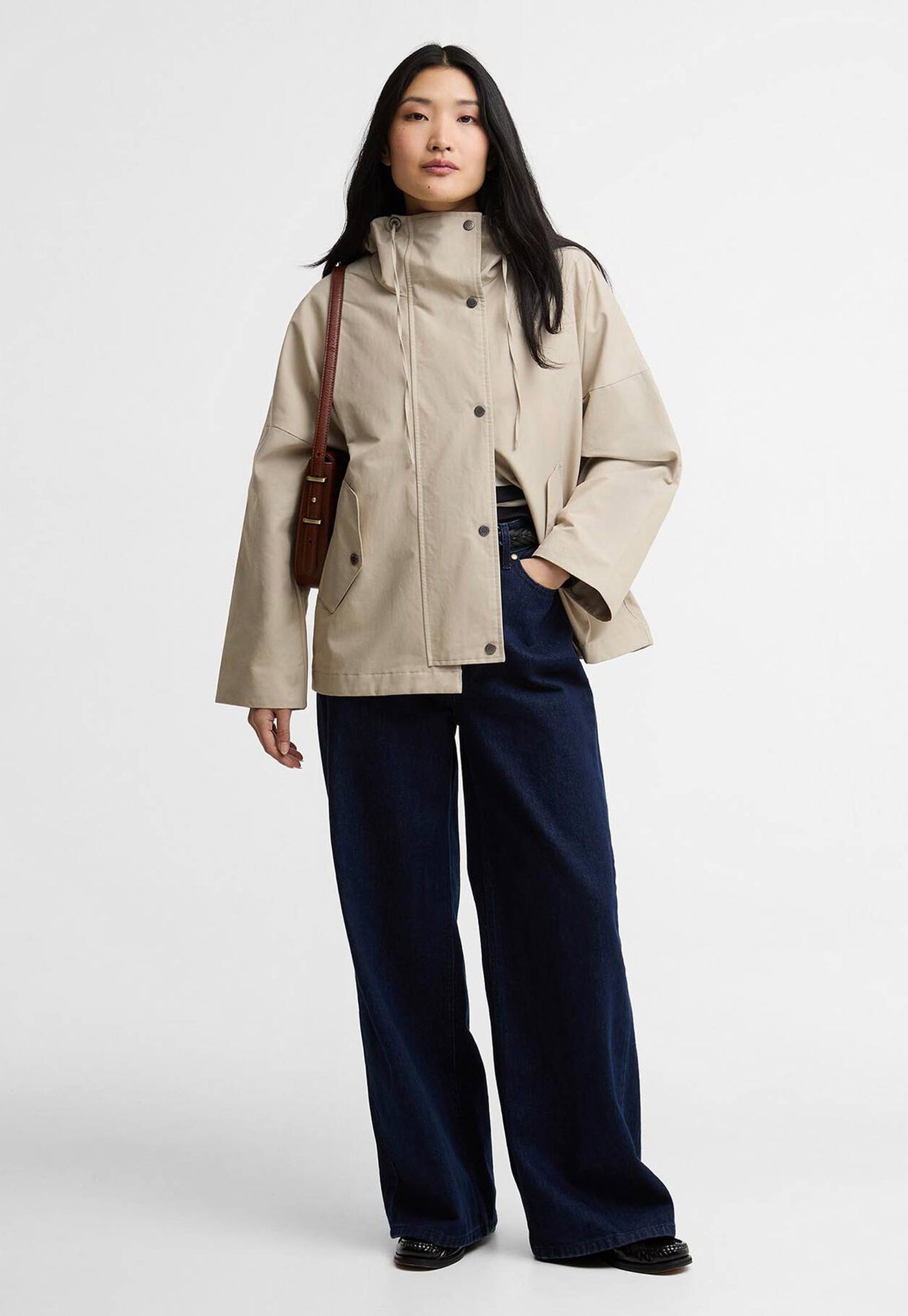 Kingswood Showerproof Jacket - Light Sand/Navy Gingham