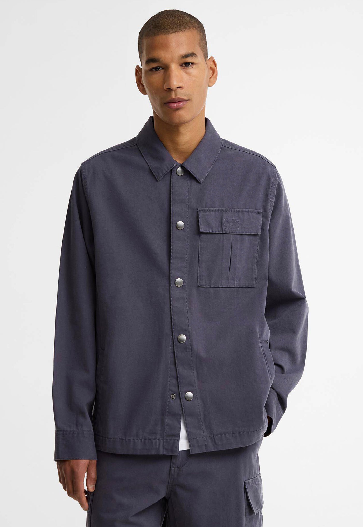 Wetheral Twill Overshirt - Washed Navy