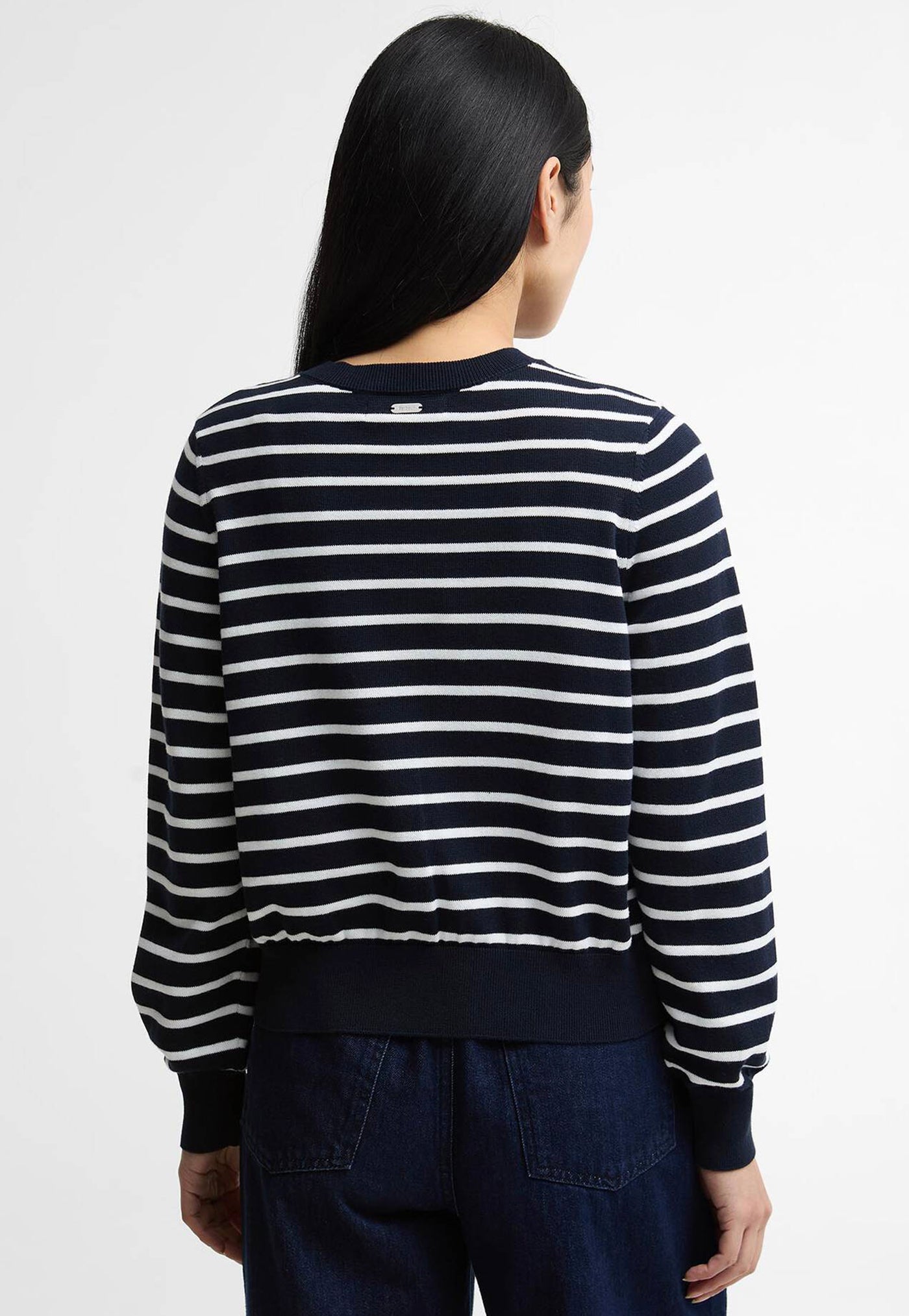 Baiton Knitted Cardigan - Dark Navy Stripe