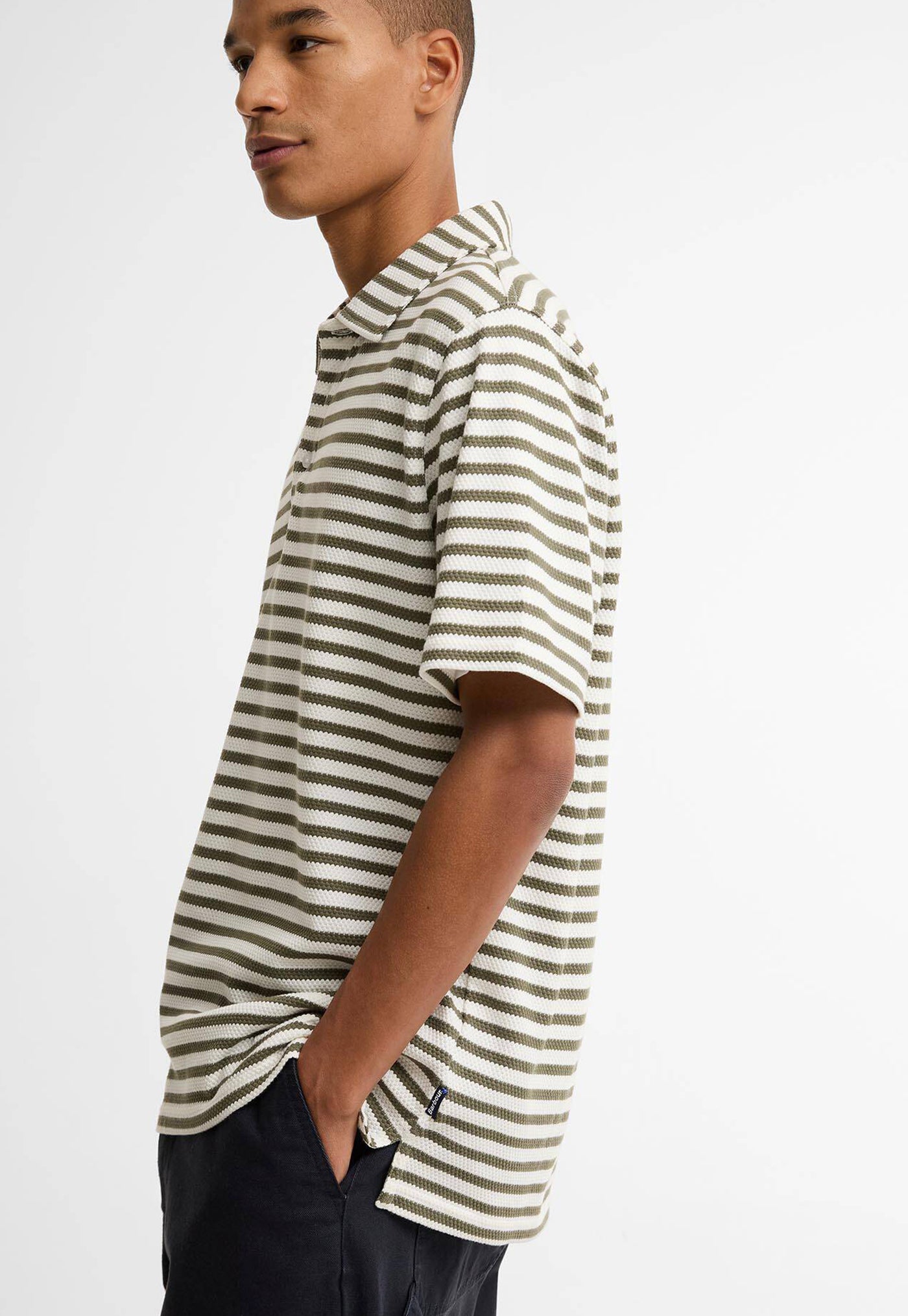 Farlam Striped Tailored Polo Shirt - Whisper White