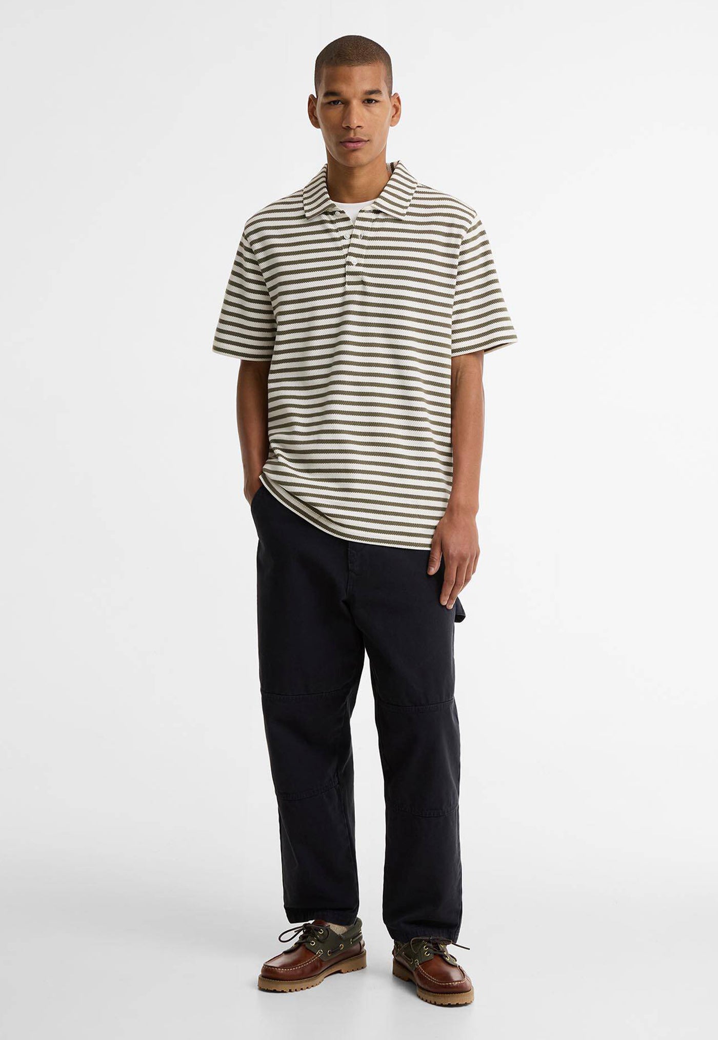 Farlam Striped Tailored Polo Shirt - Whisper White