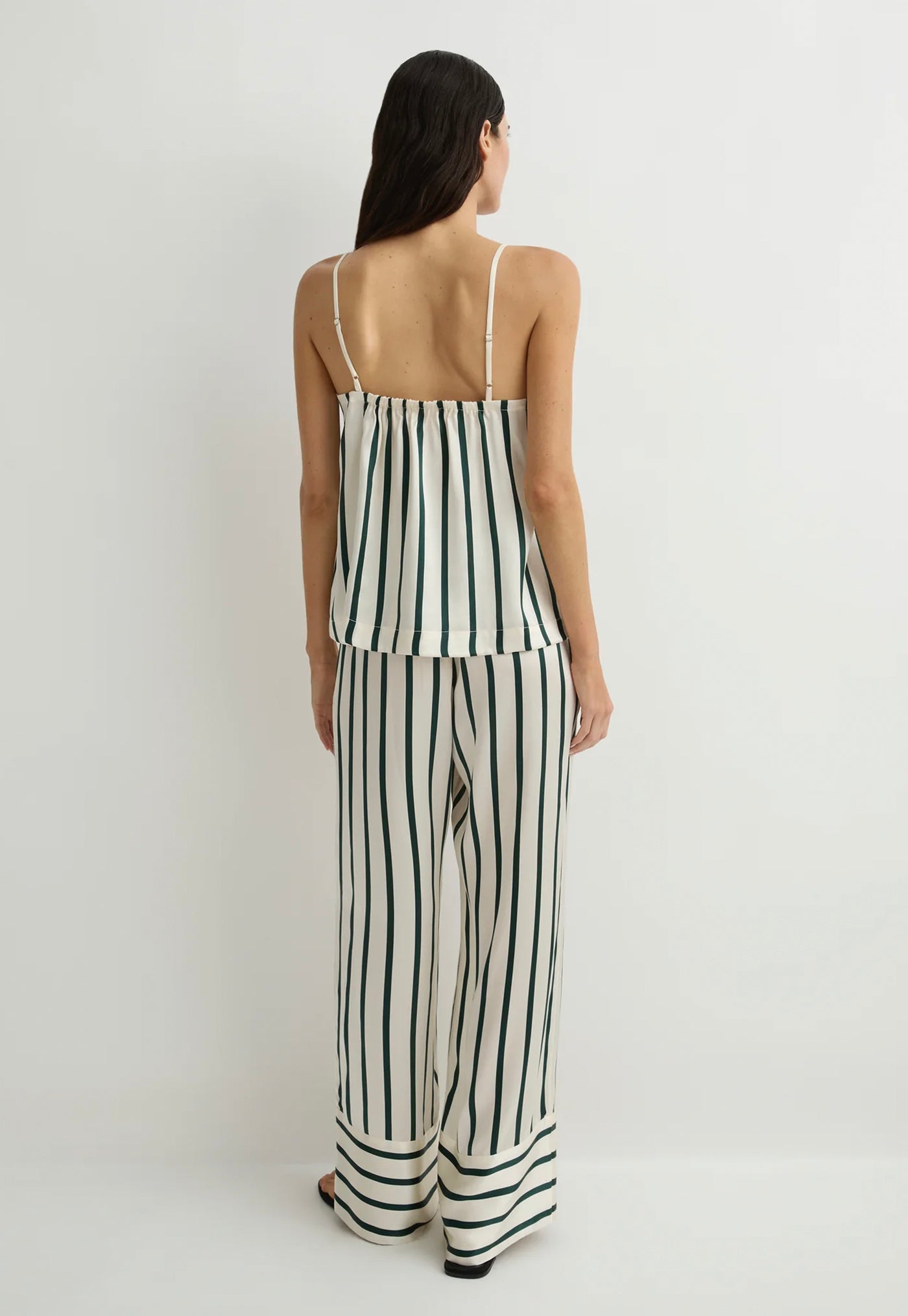 Cannes Silk Pant - Forest Stripe
