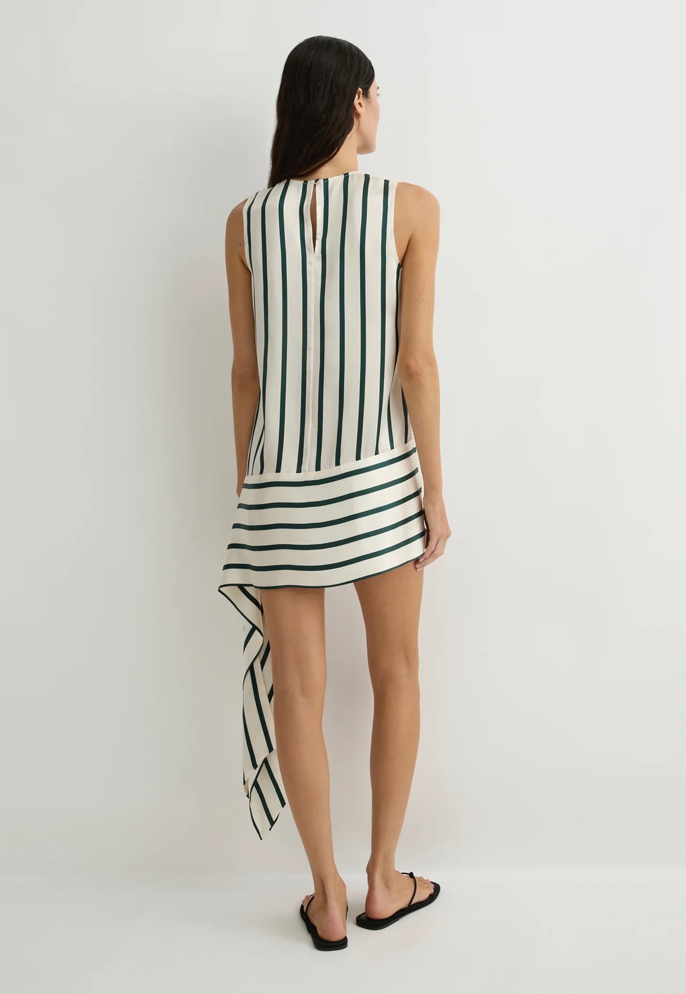 Cannes Sash Hem Mini Dress - Forest Stripe