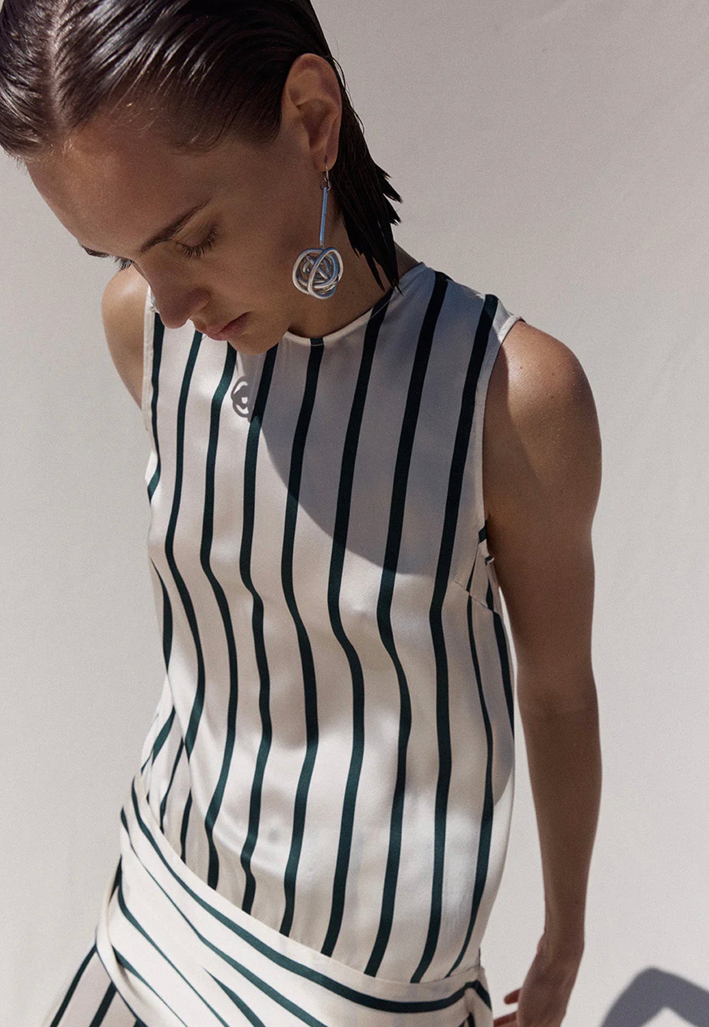 Cannes Sash Hem Mini Dress - Forest Stripe
