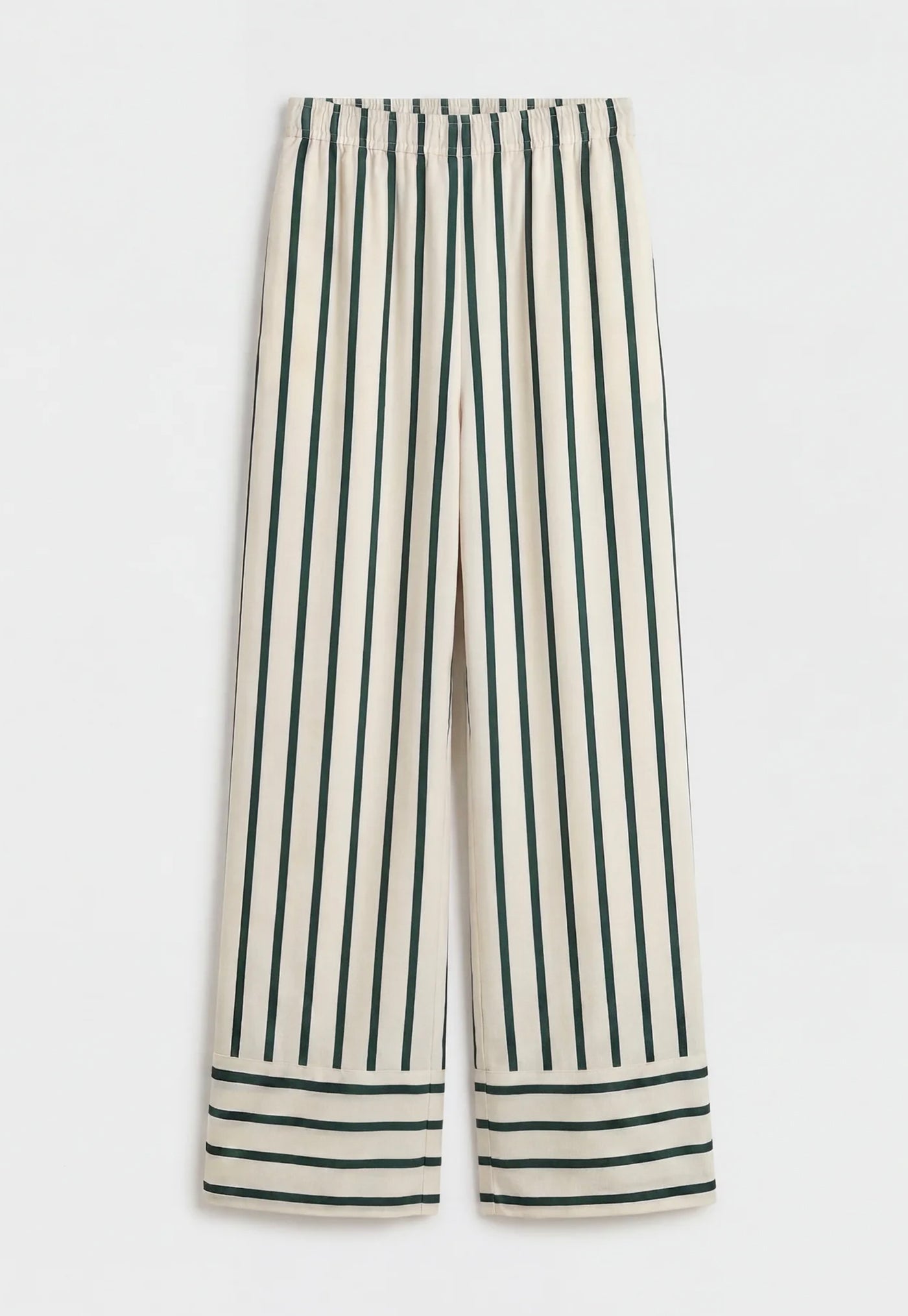 Cannes Silk Pant - Forest Stripe