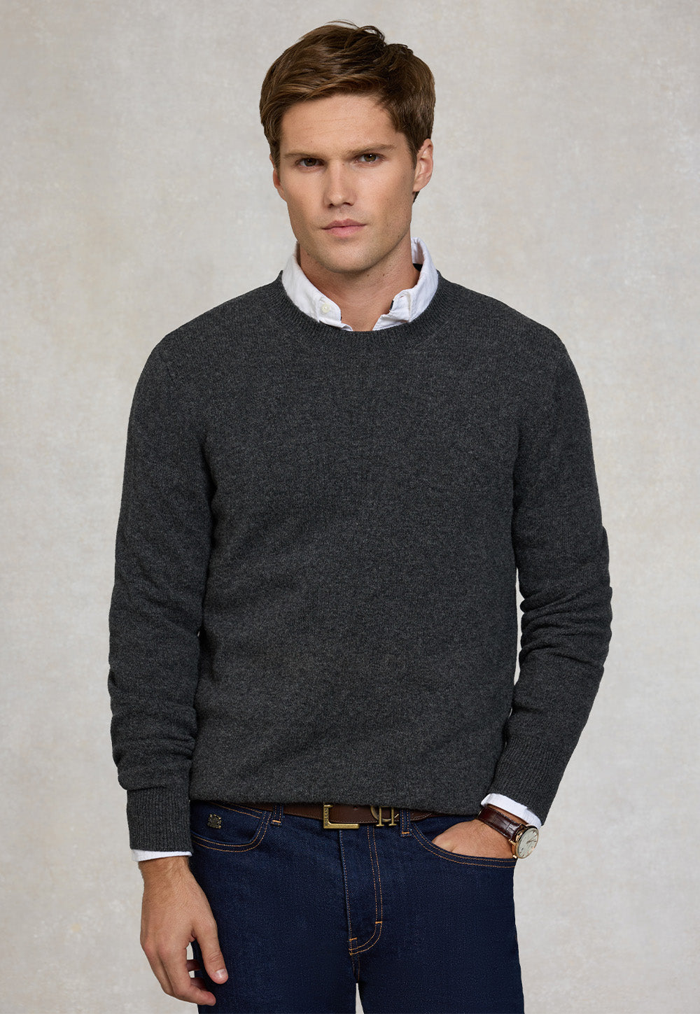 Men's Byron Crew Neck Knit - Charcoal