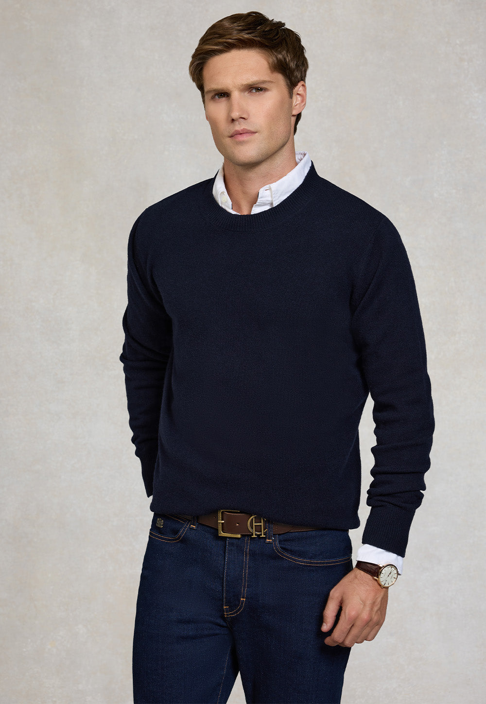 Men's Byron Crew Neck Knit - Navy