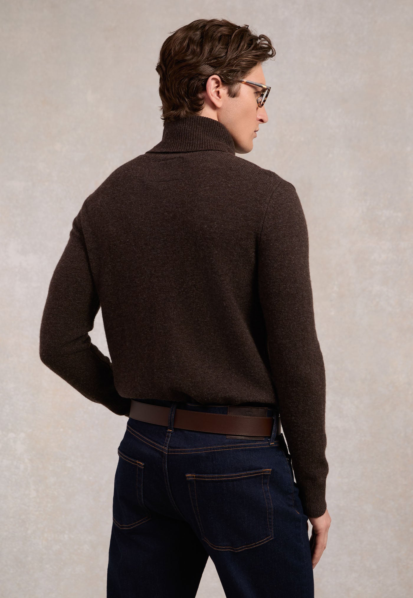 Men's Byron Roll Neck Knit - Chocolate