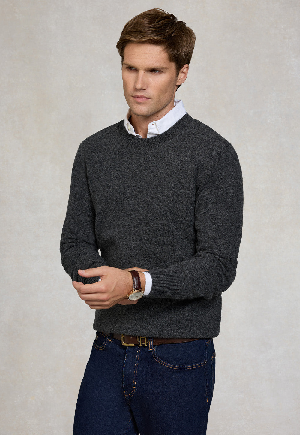 Men's Byron Crew Neck Knit - Charcoal