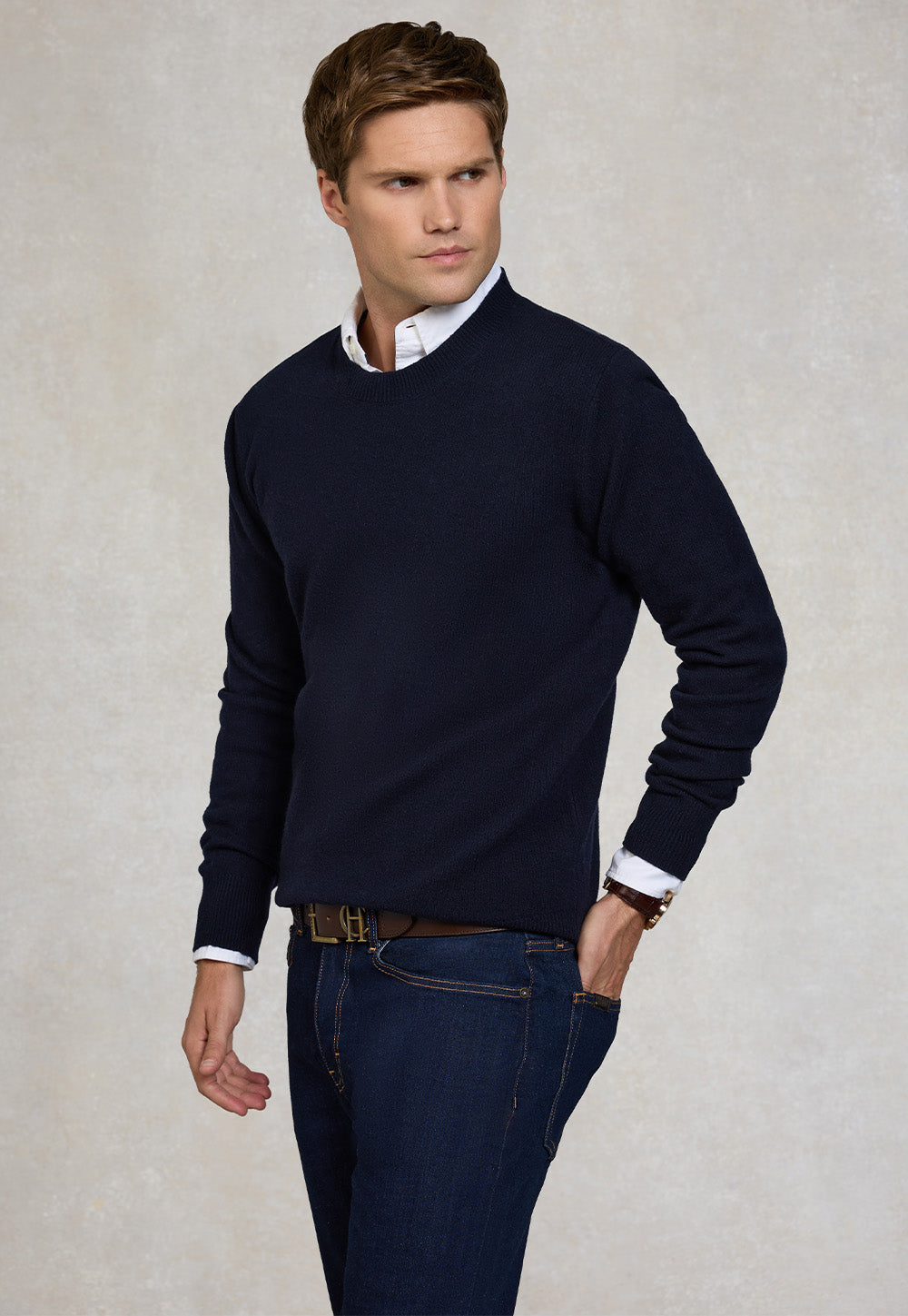 Men's Byron Crew Neck Knit - Navy