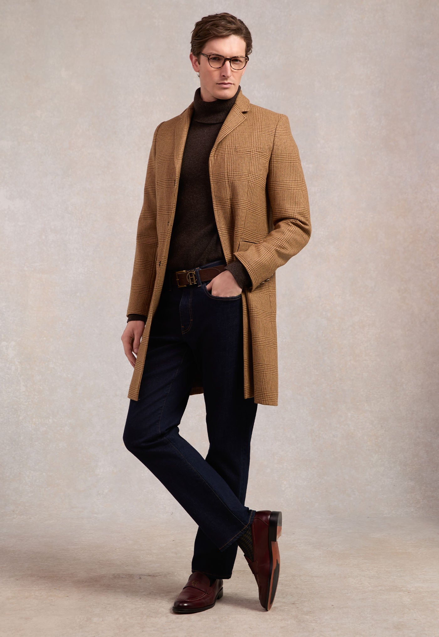 Men's Byron Roll Neck Knit - Chocolate