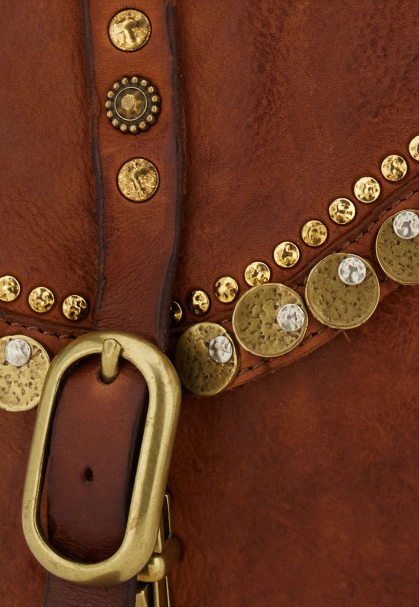 Gioachina Medal Studs Cross Body Bag - Cognac