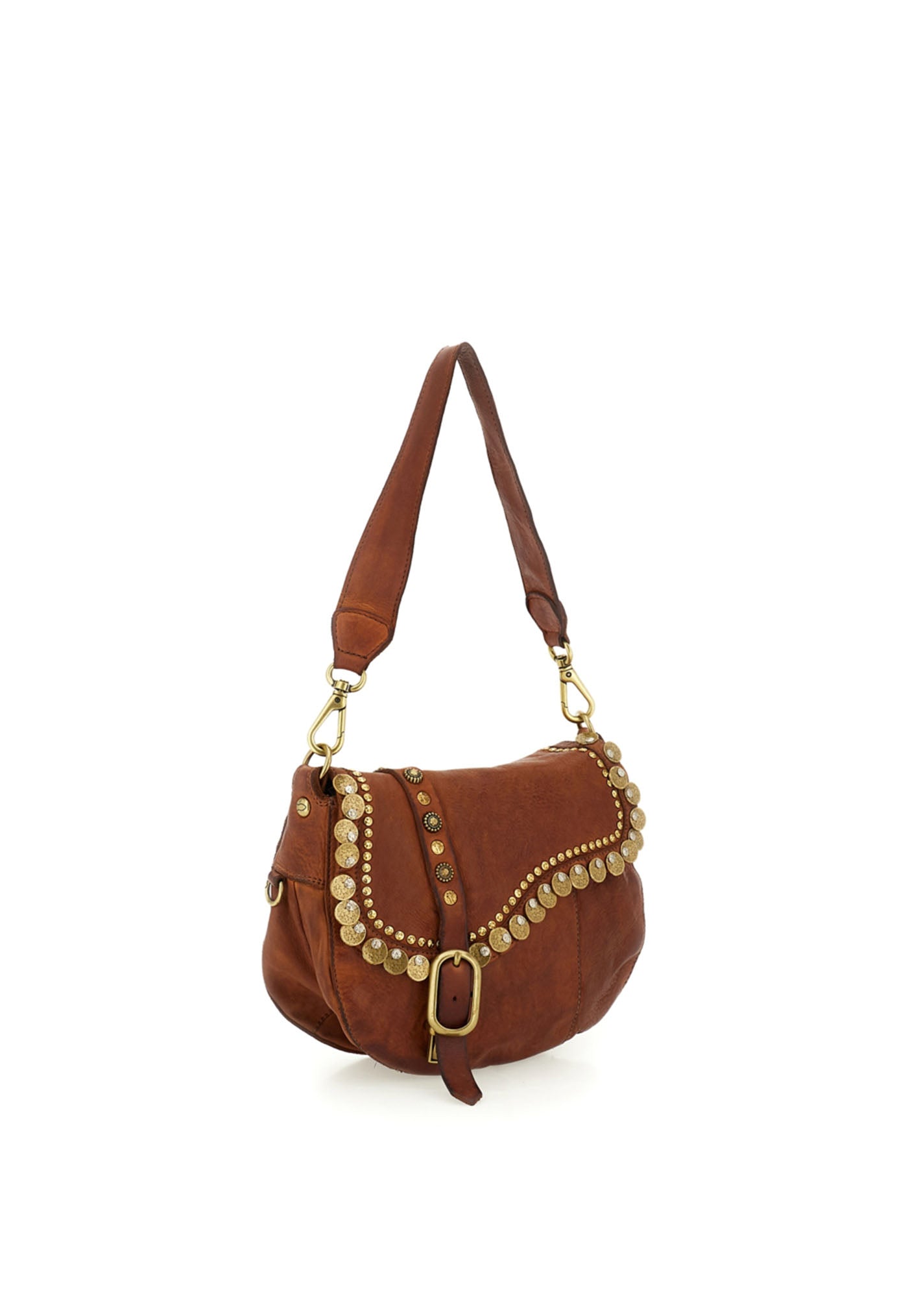 Gioachina Medal Studs Cross Body Bag - Cognac