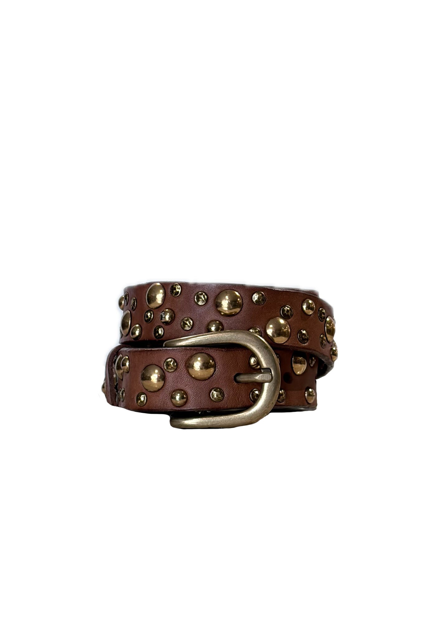 Half Sphere Studded Belt - Cognac