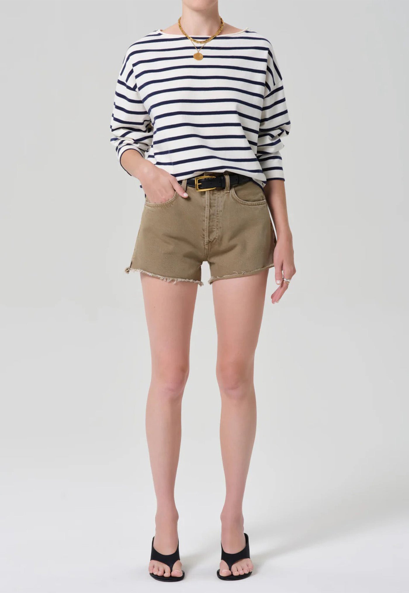 Boat Neck Long Sleeve Tee - Marine Stripe