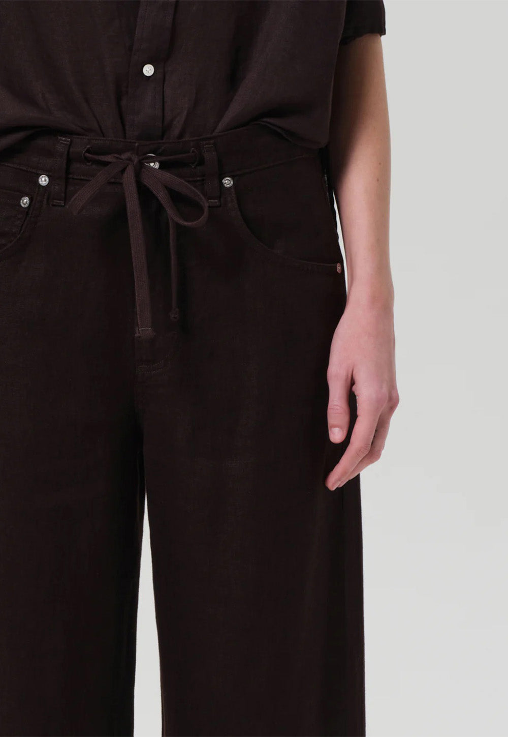Brynn Drawstring Trouser - Chocolate Linen