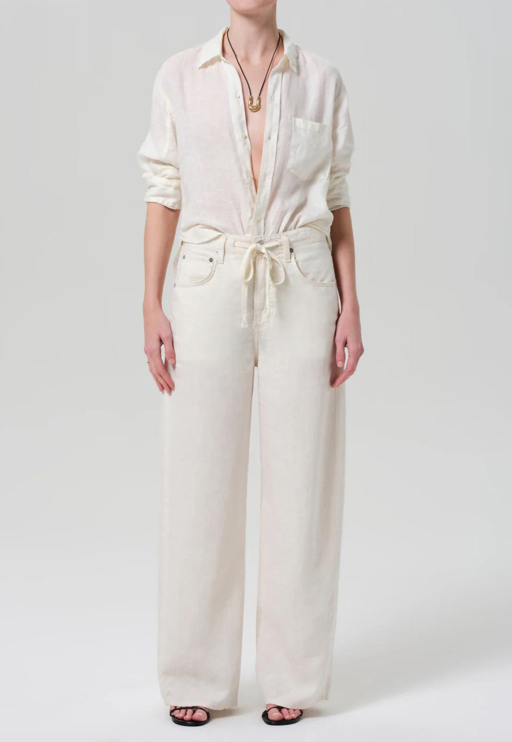 Brynn Drawstring Trouser - Vanilla Linen