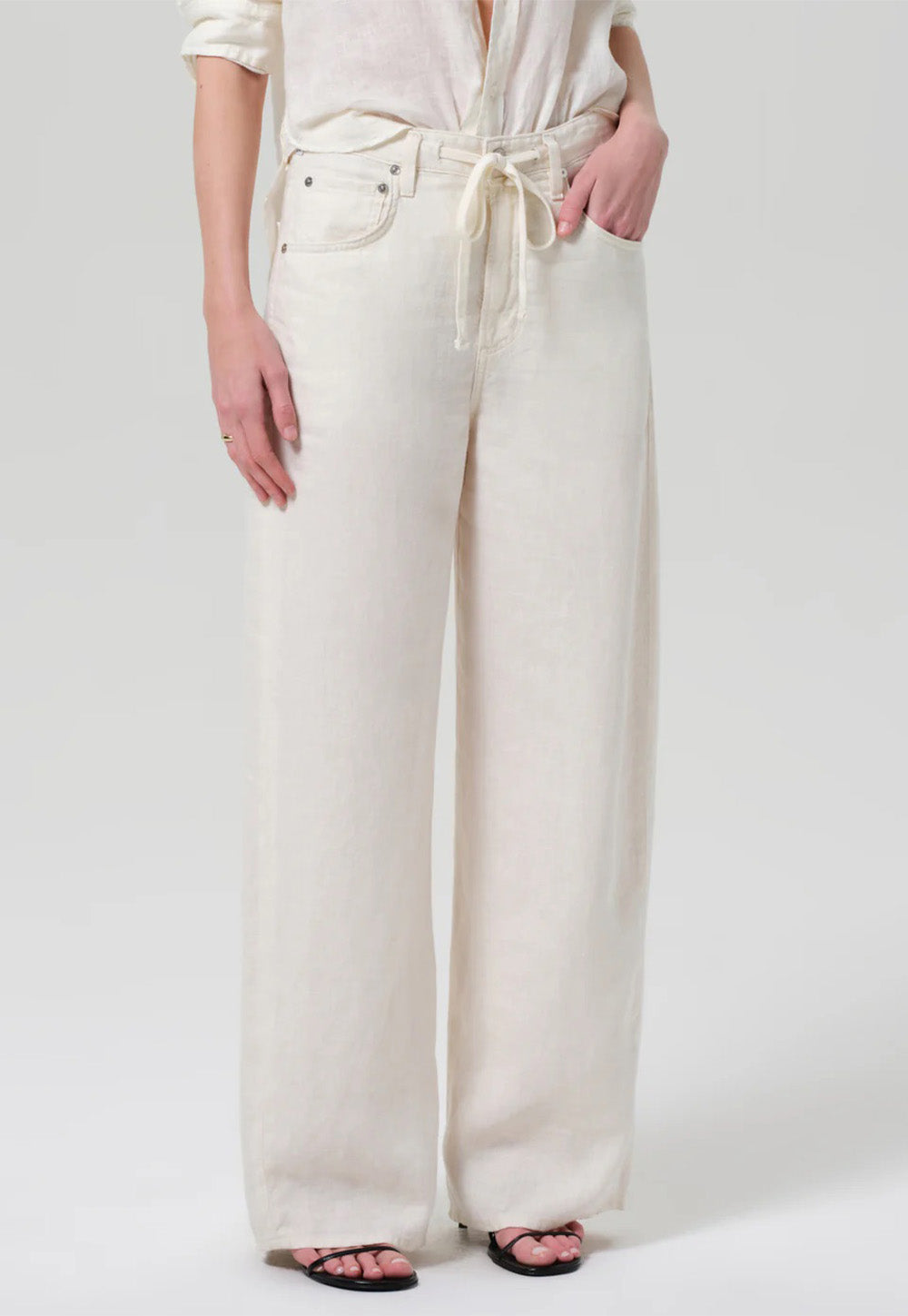 Brynn Drawstring Trouser - Vanilla Linen