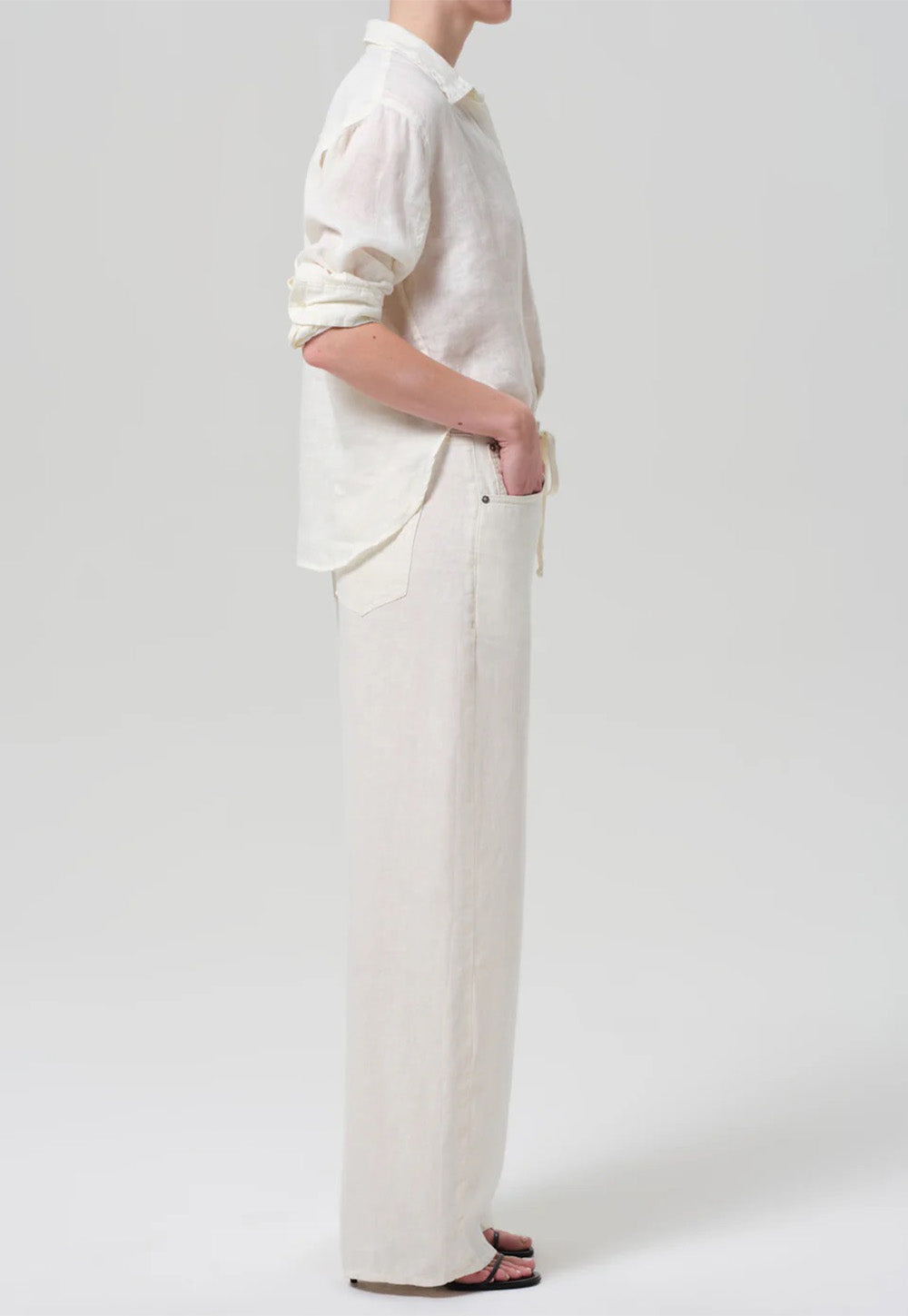 Brynn Drawstring Trouser - Vanilla Linen