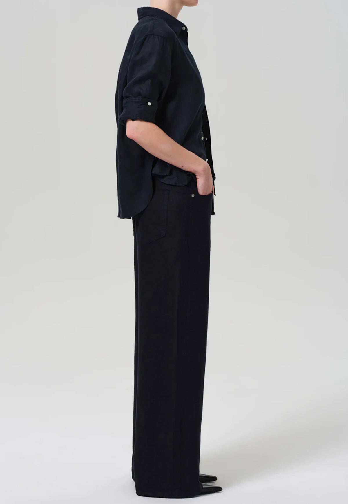 Brynn Drawstring Linen Trouser - Navy