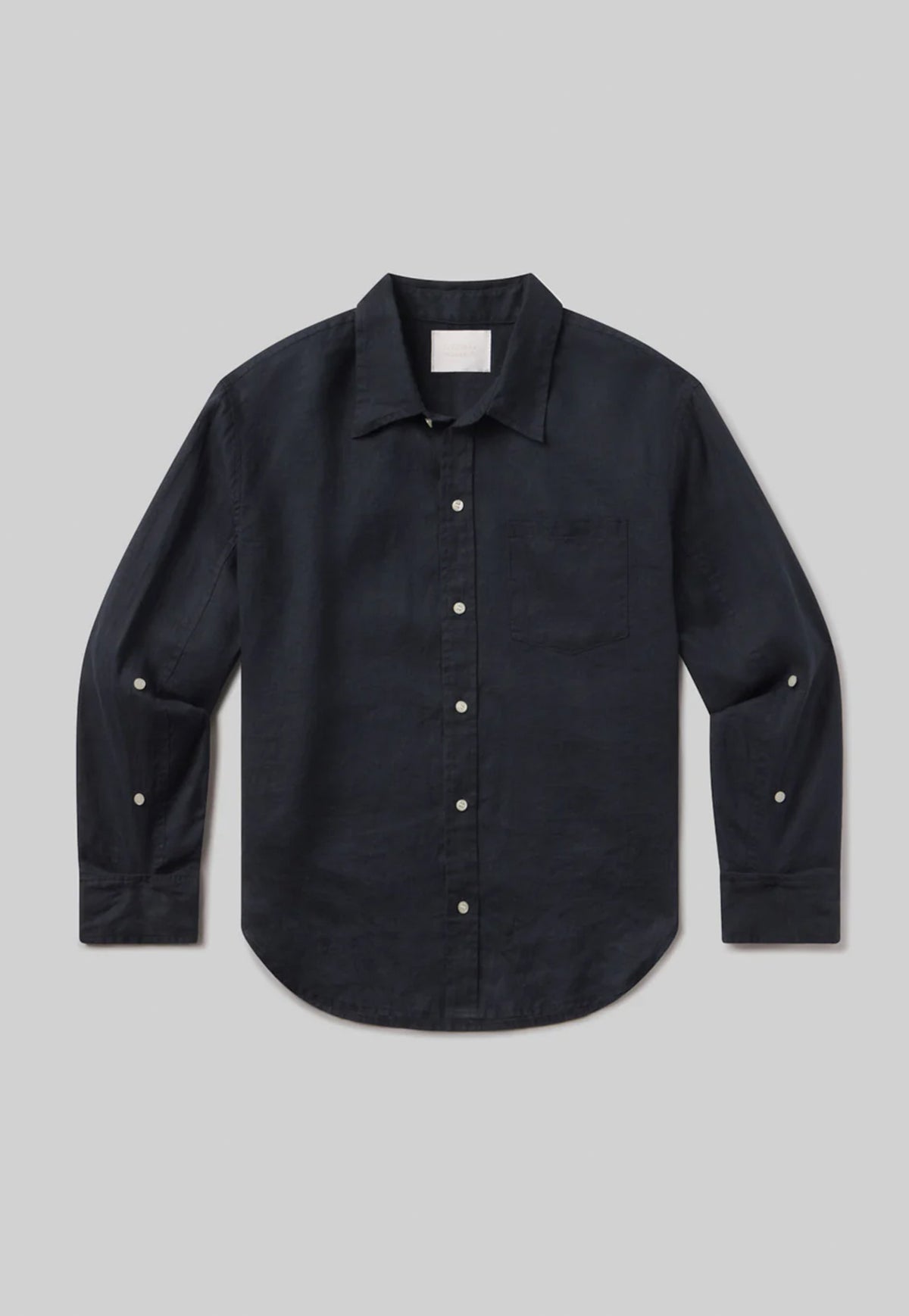 Kayla Shrunken Linen Shirt - Navy