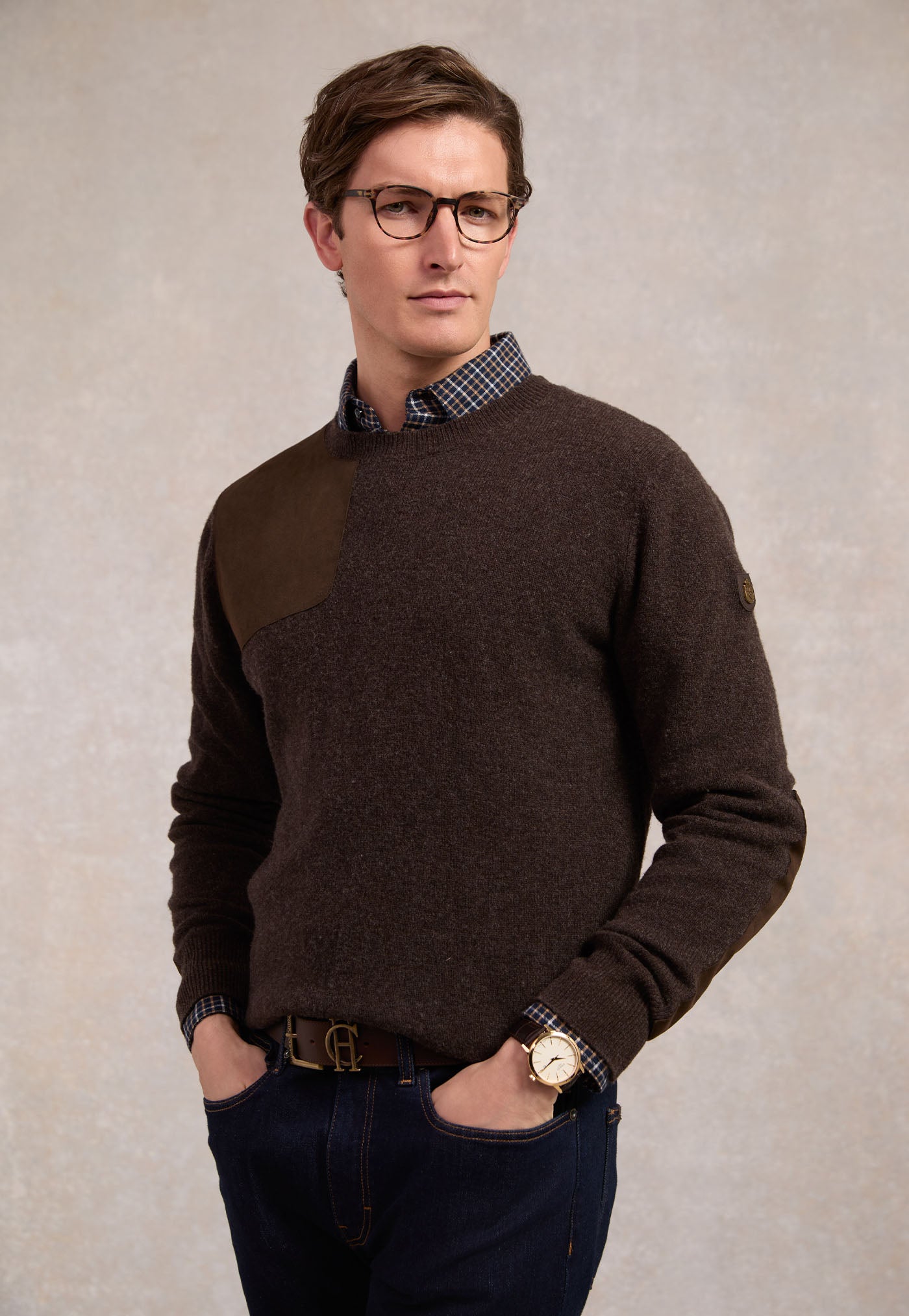 Men's Country Crew Neck Knit - Chocolate