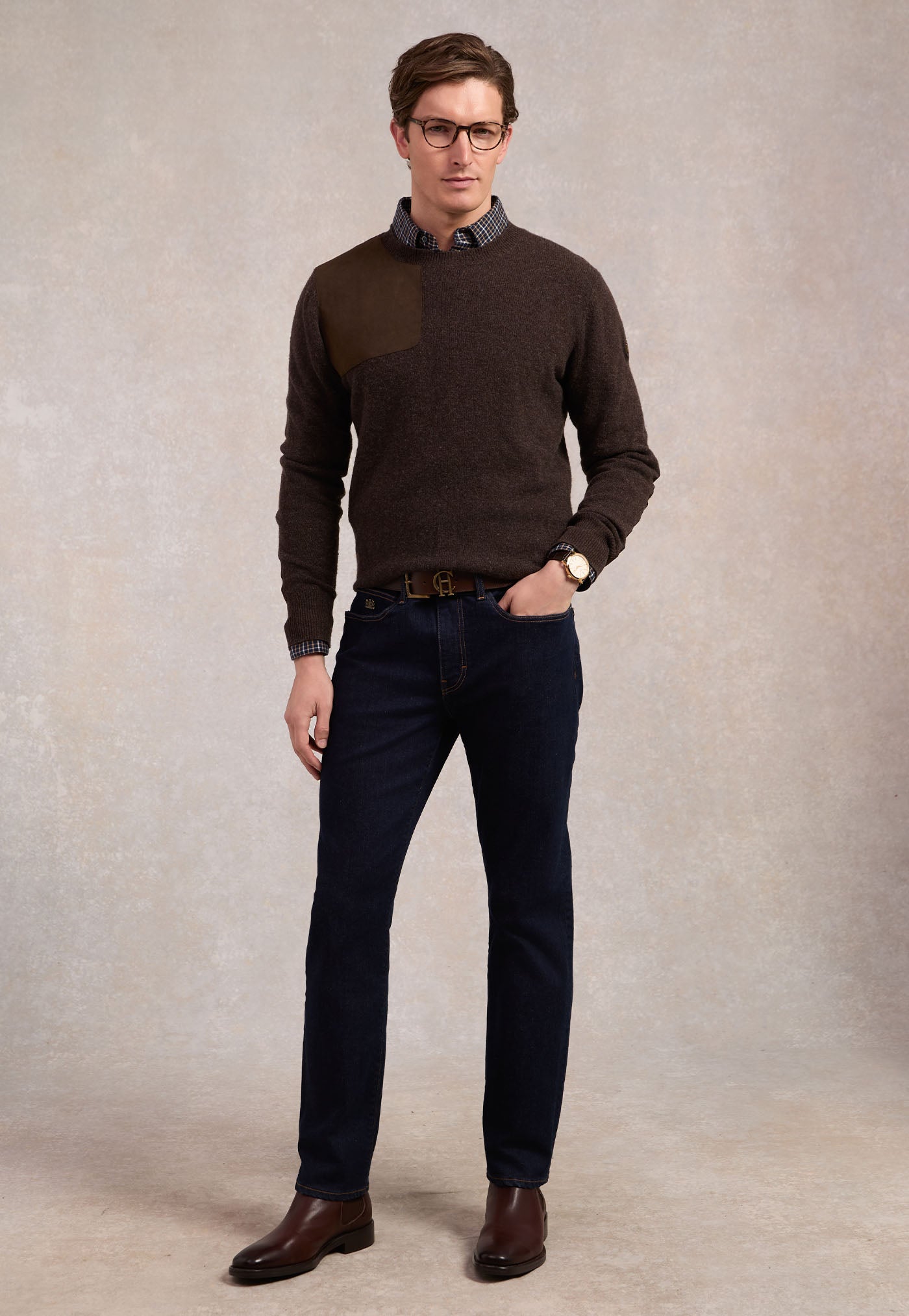 Men's Country Crew Neck Knit - Chocolate