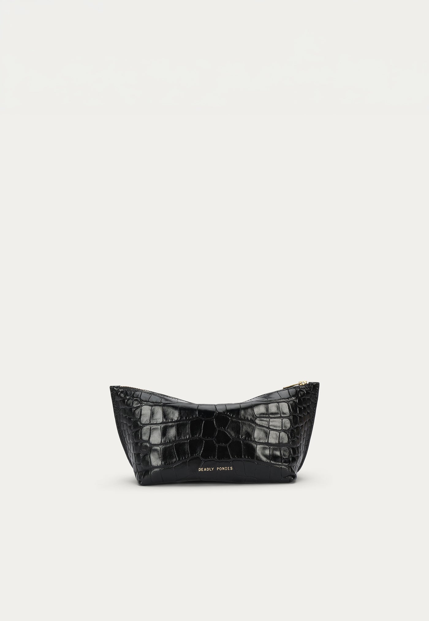 Medium Poucher - Black Croc