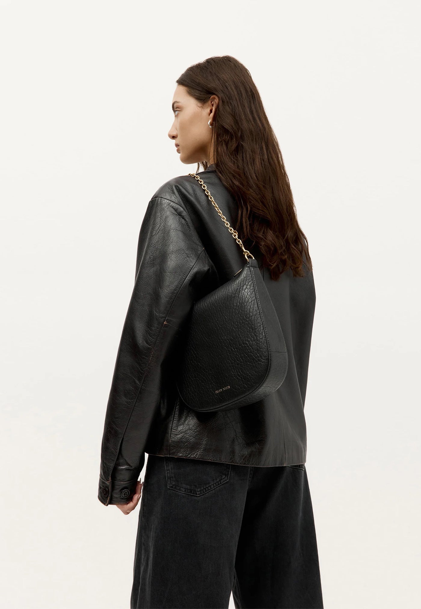 Medium Sling Bag - Black Bulle/Brass