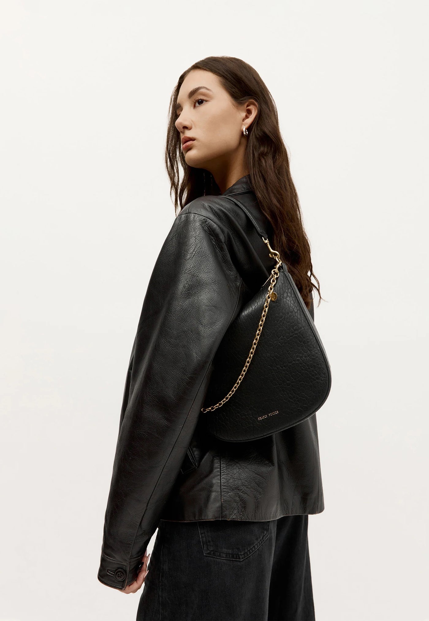 Medium Sling Bag - Black Bulle/Brass
