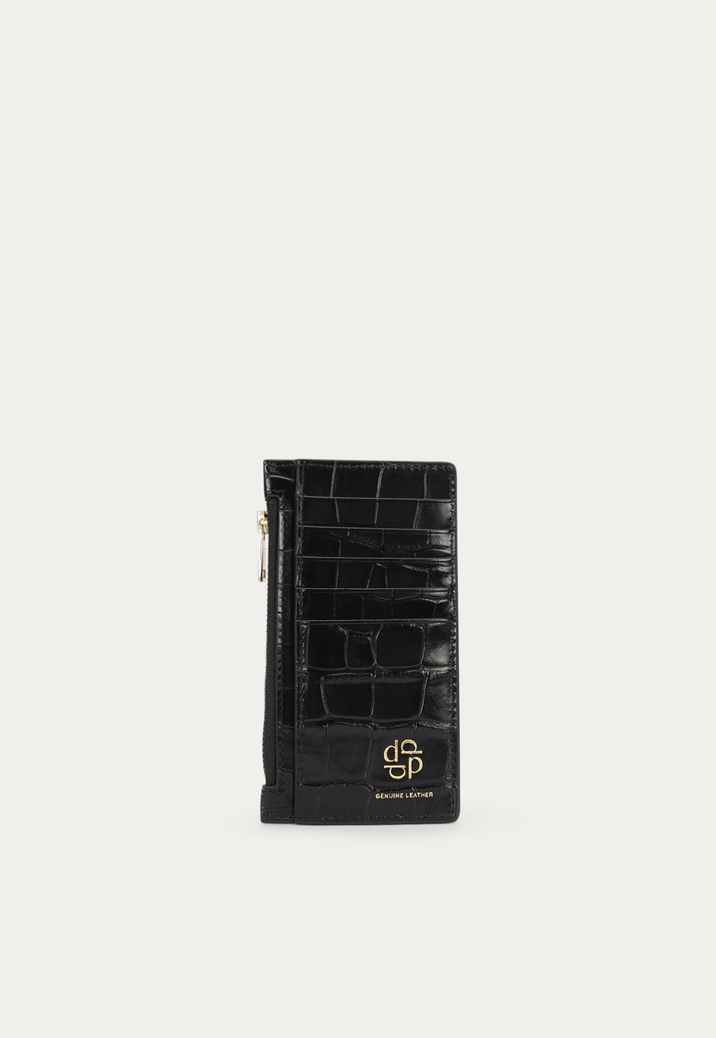 Zip Card Holder - Black Croc